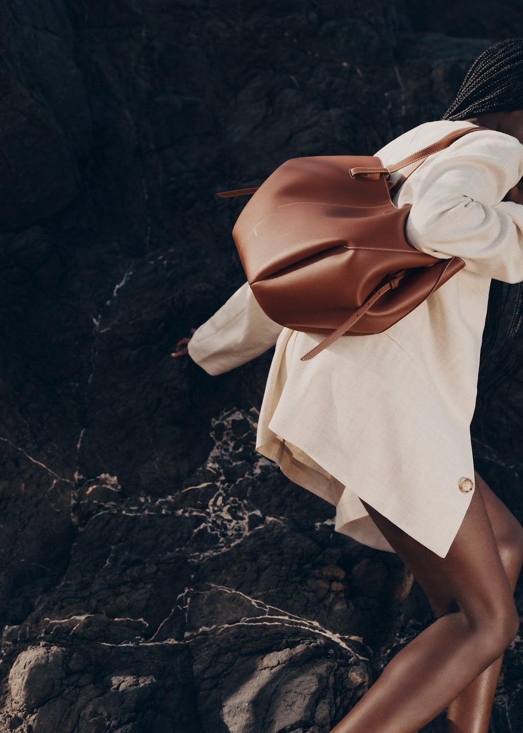 Handbag - Textured Cognac