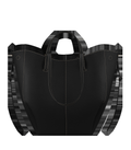 Tote Bag - Textured Black with Ecru Stitching