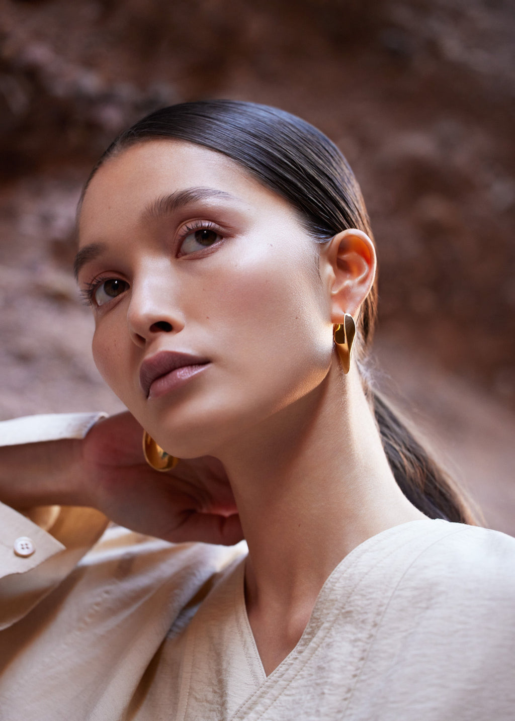 Slim Hoop Earrings - 24 carat gold gilded