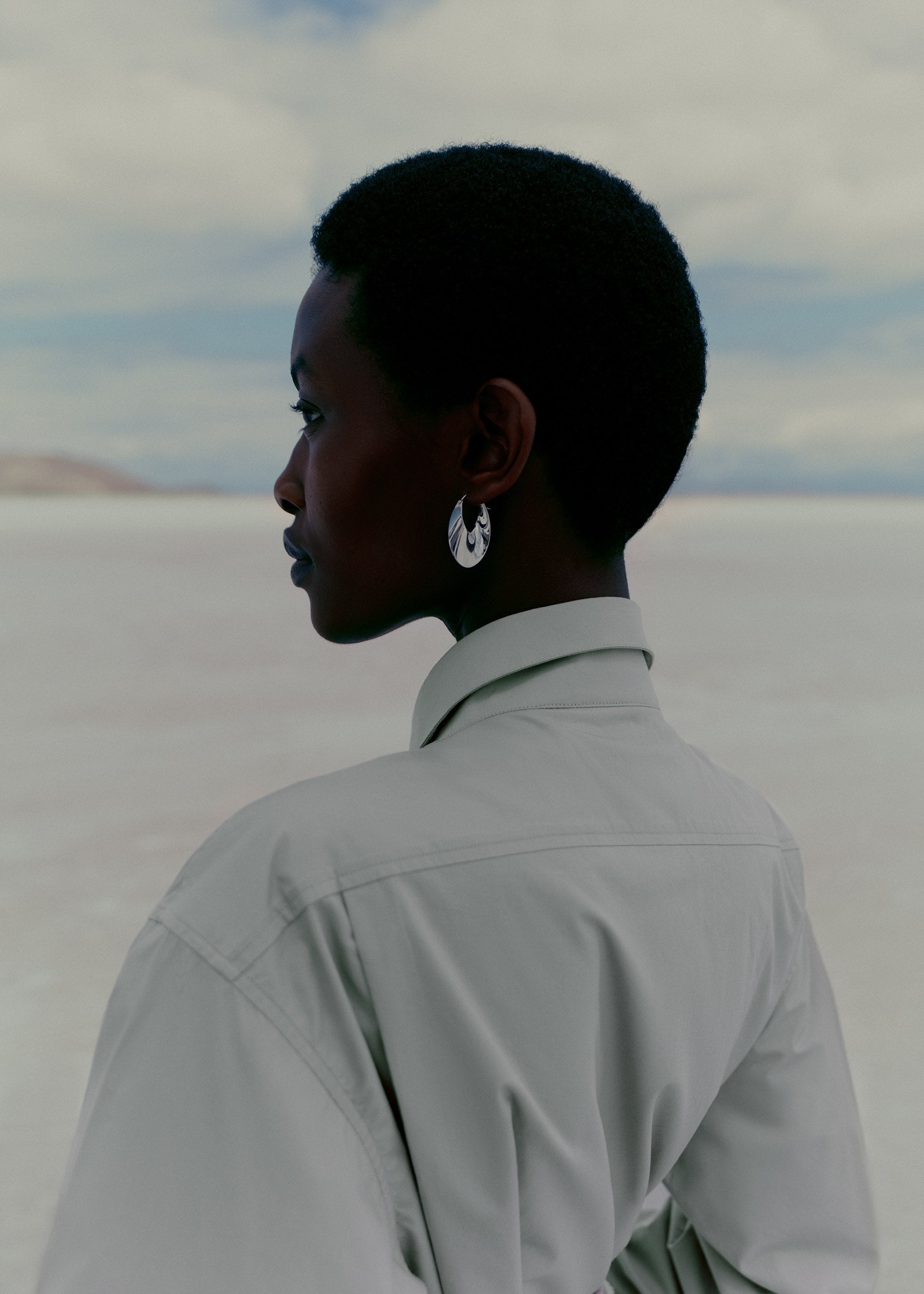 Slim Hoop Earrings - Silver in rhodium plated brass