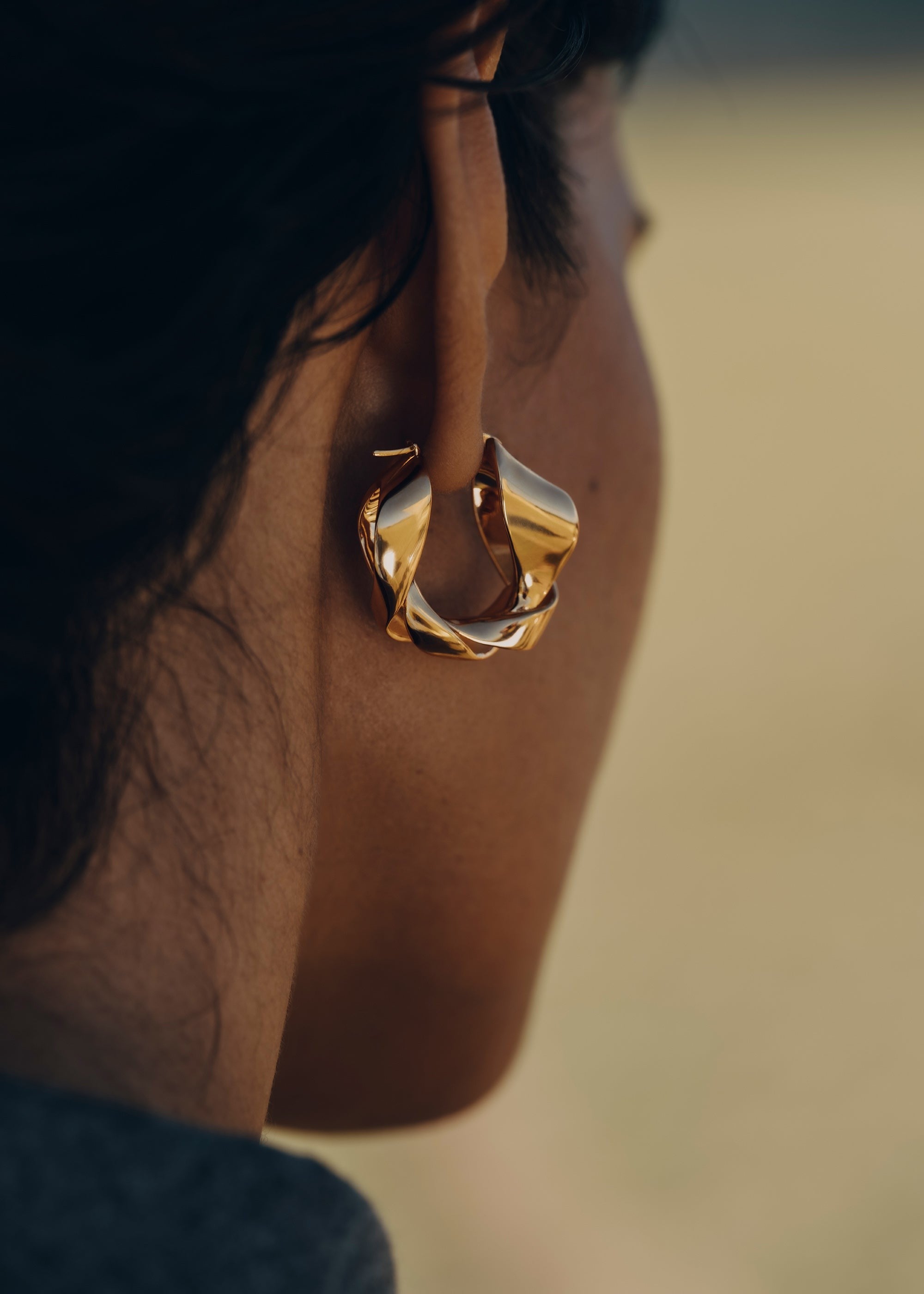 Hoop Earrings - 24 carat gold-gilded