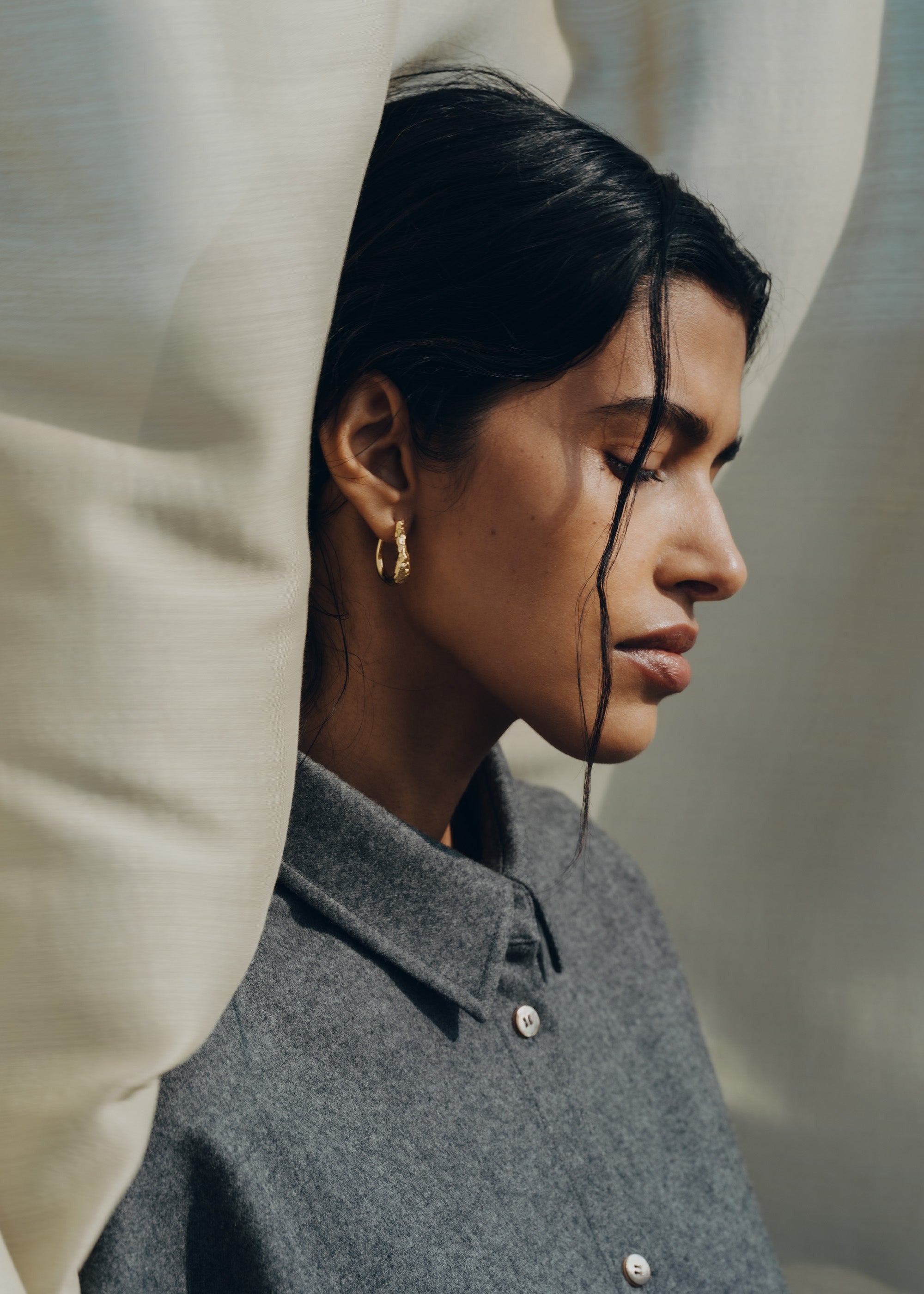 Slim Hoop Earrings - 24 carat gold-gilded edition