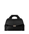 Mini Handbag - Textured Black with Ecru Stitching