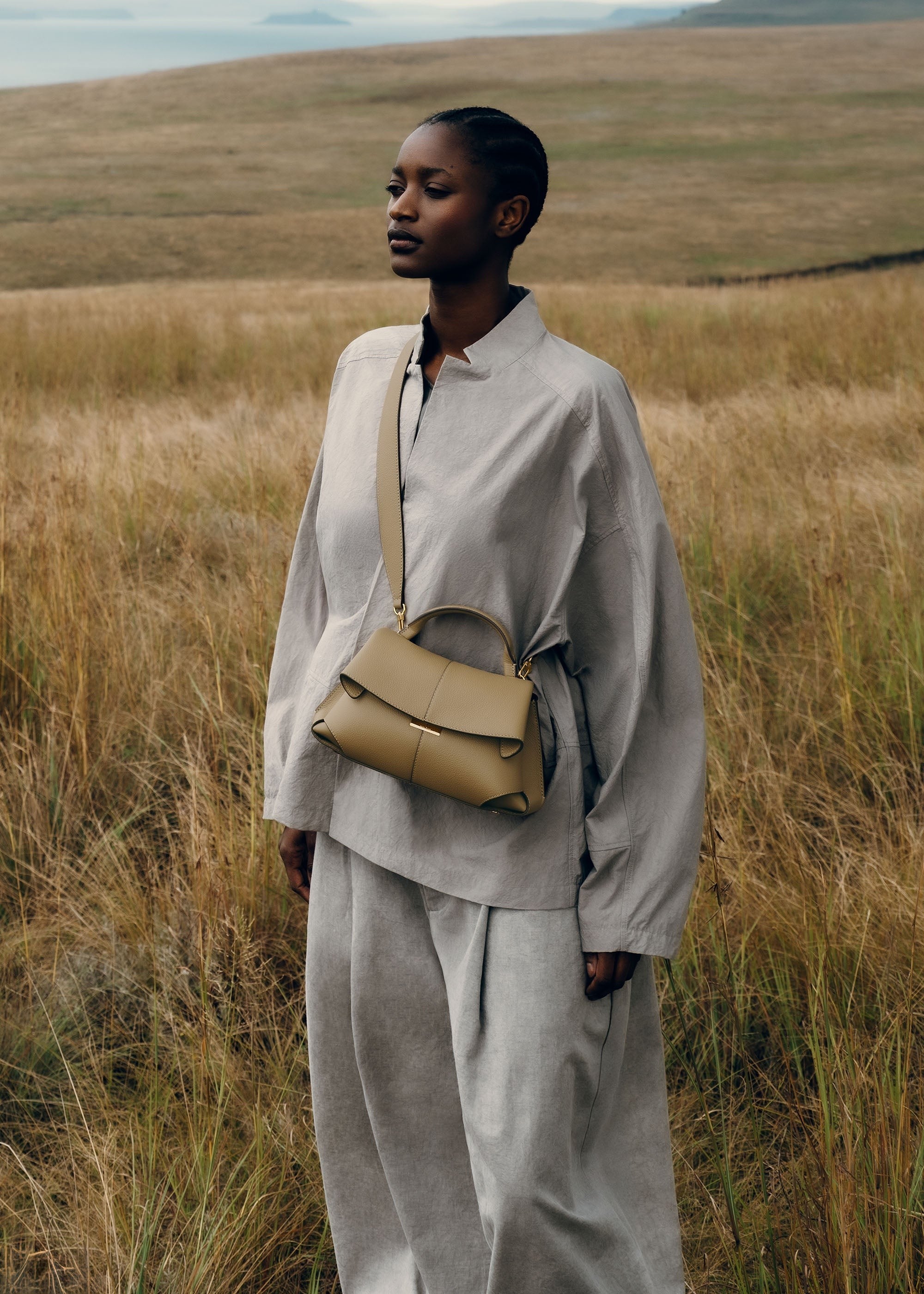 Mini Handbag - Textured Smoky Olive