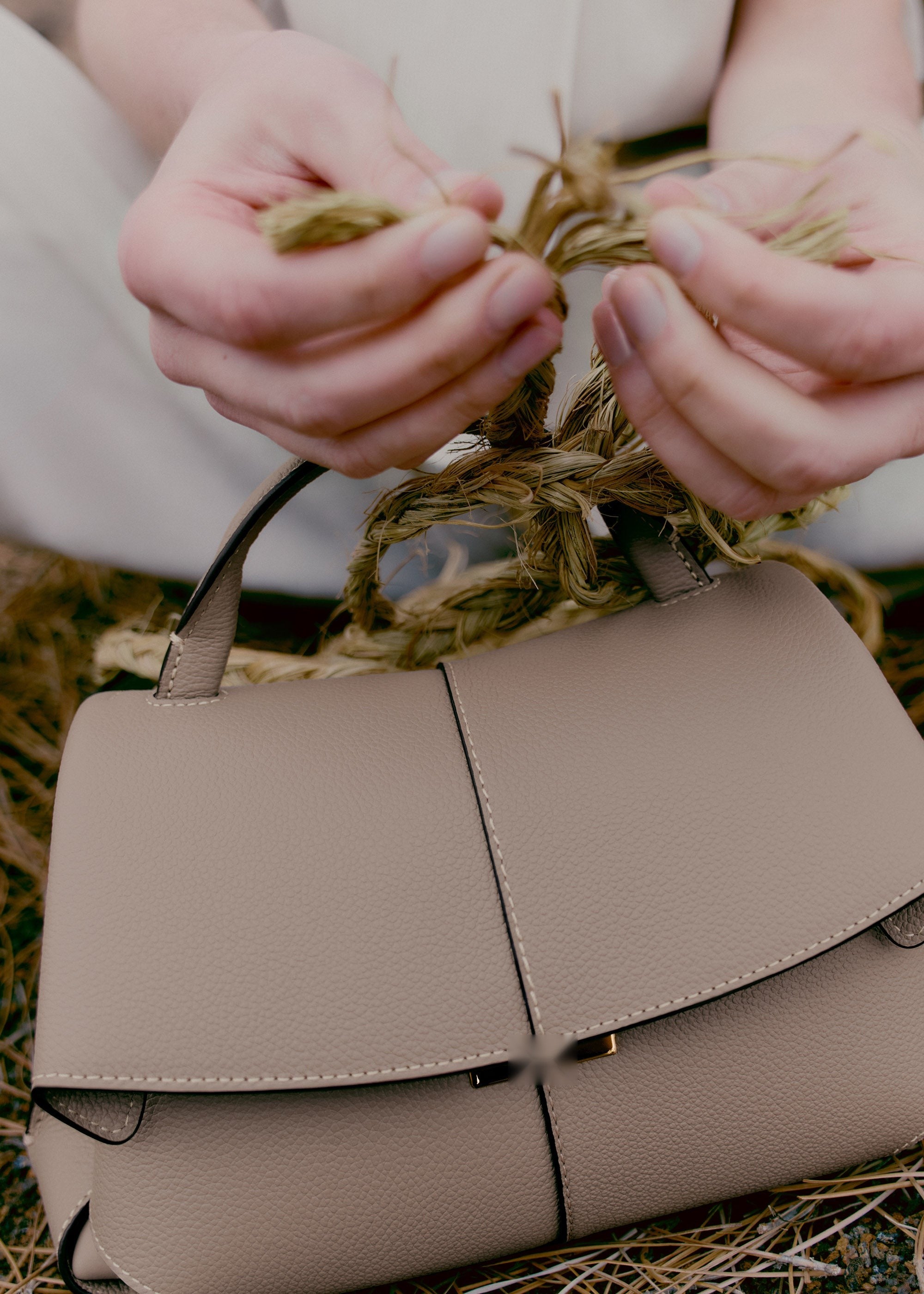 Mini Handbag - Textured Taupe