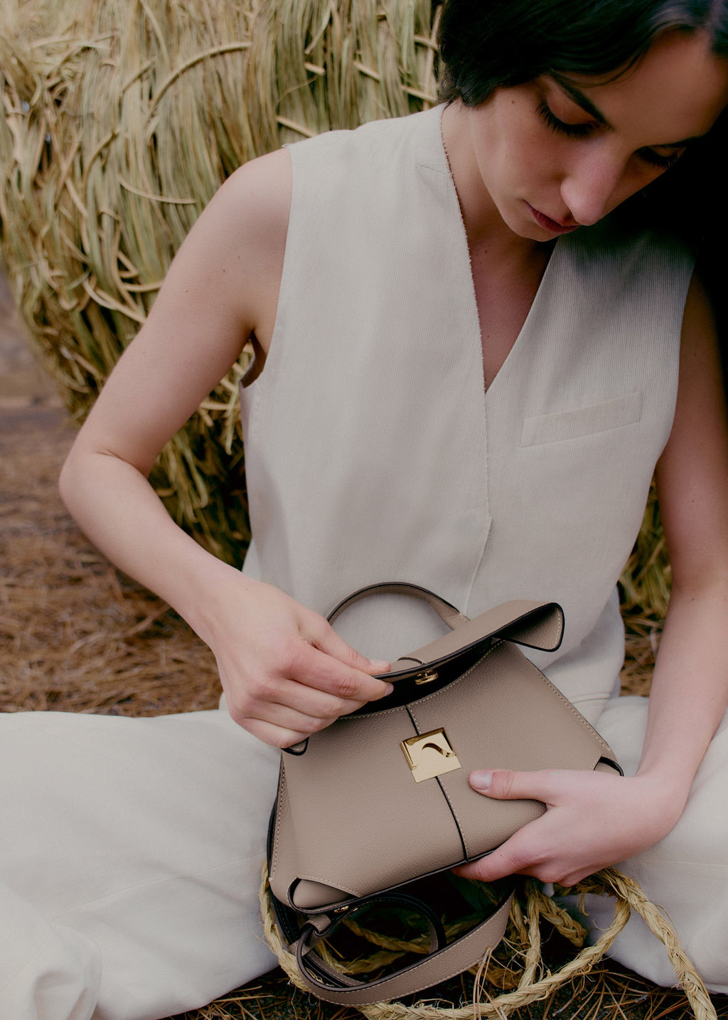 Mini Handbag - Textured Taupe