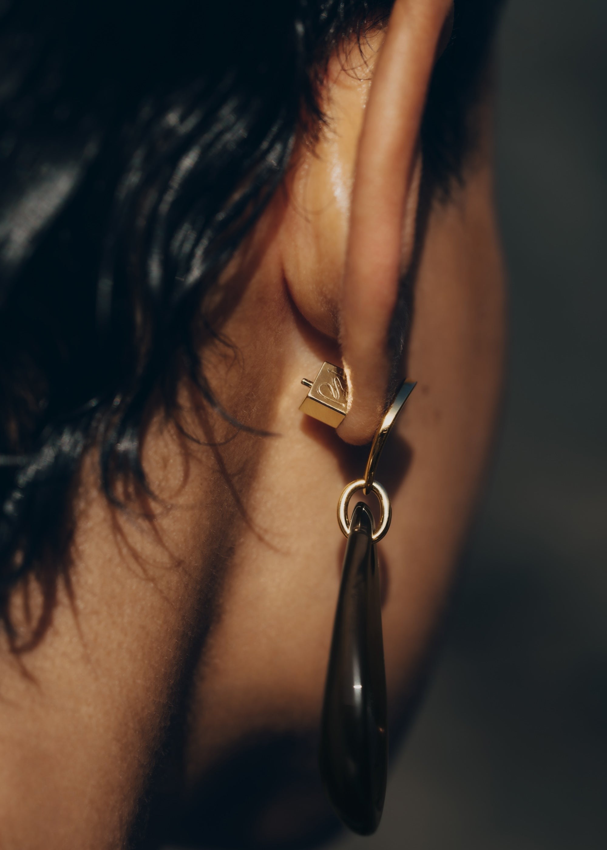 Drop Earrings - Smoked glass