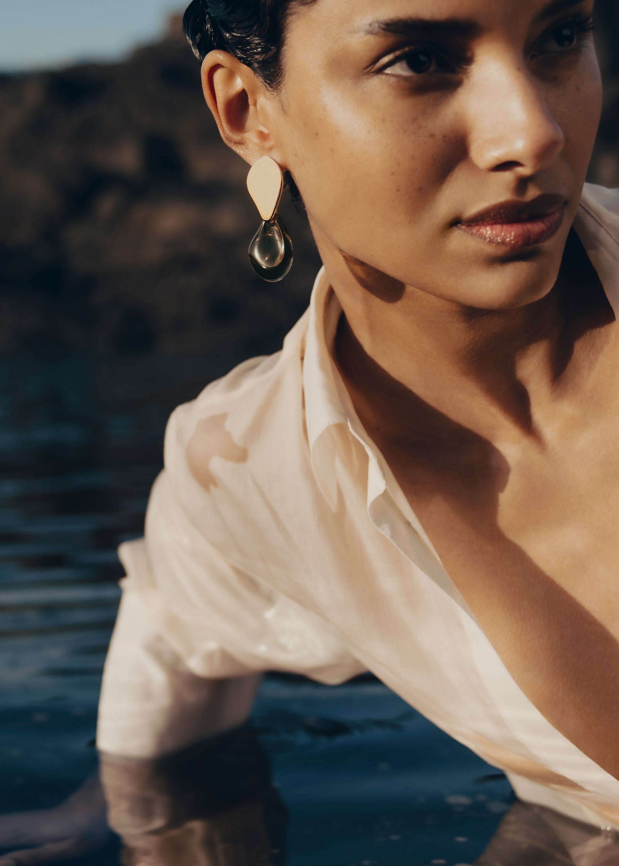 Earrings - Smoked glass
