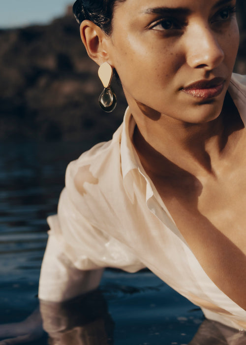 Earrings - Smoked glass