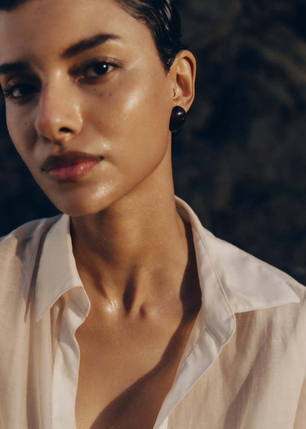 Stud Earrings - Smoked glass