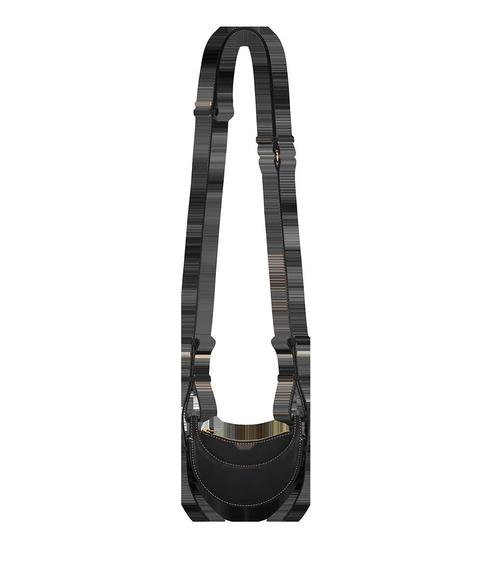 Micro Leather Accessory - Smooth Black with Ecru Stitching