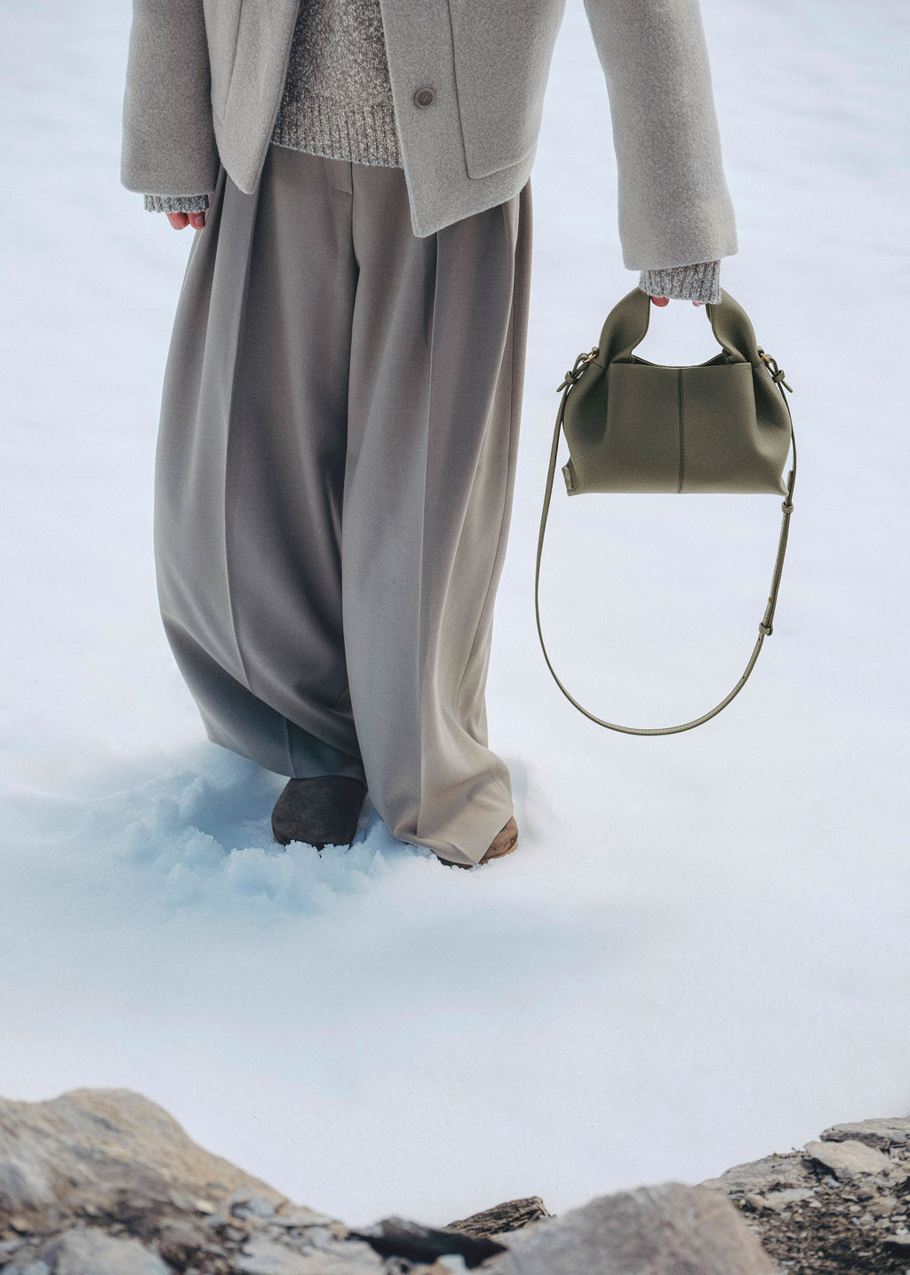 Mini Handbag - Textured Smoky Green