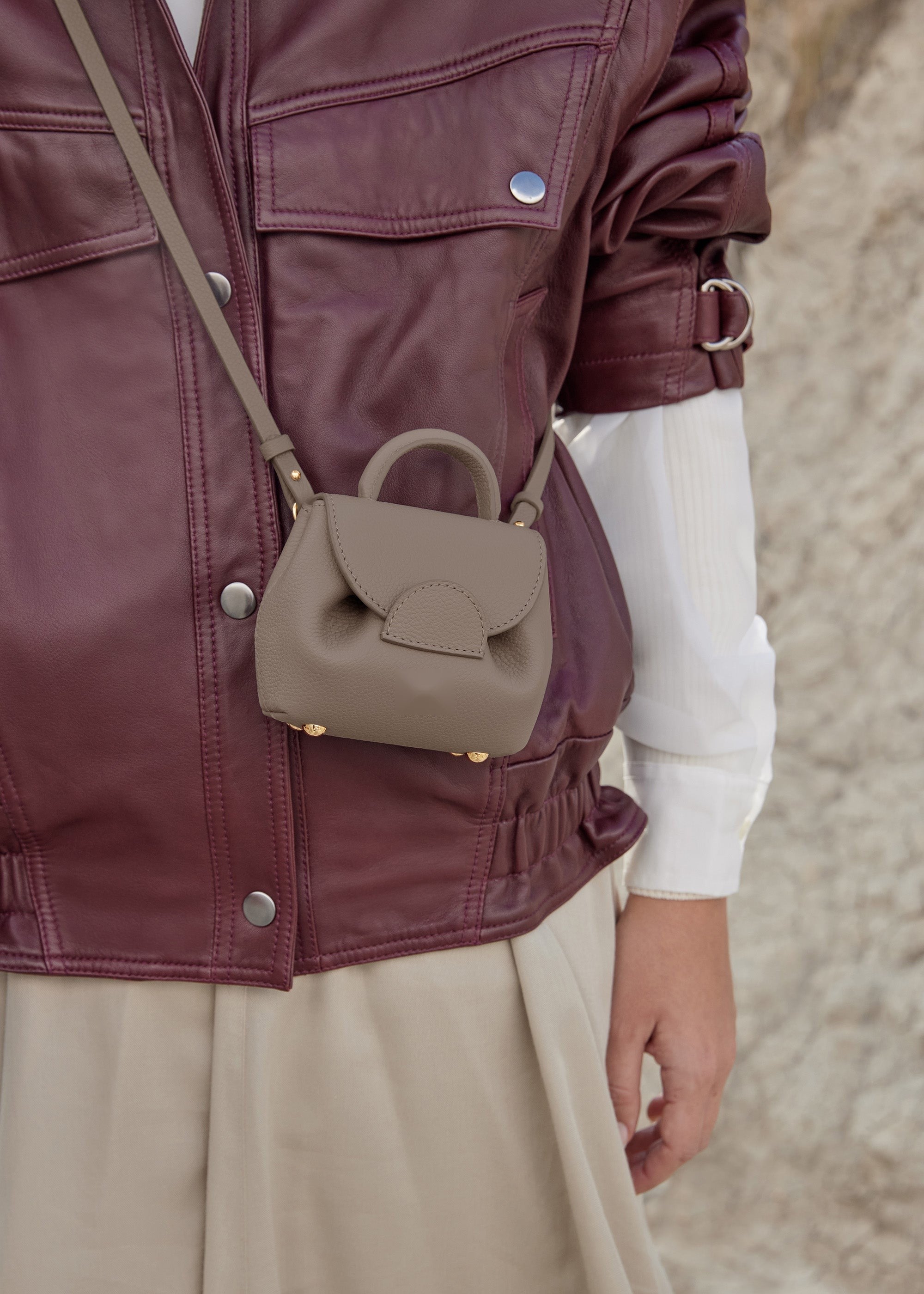 Micro Leather Accessory - Textured Taupe
