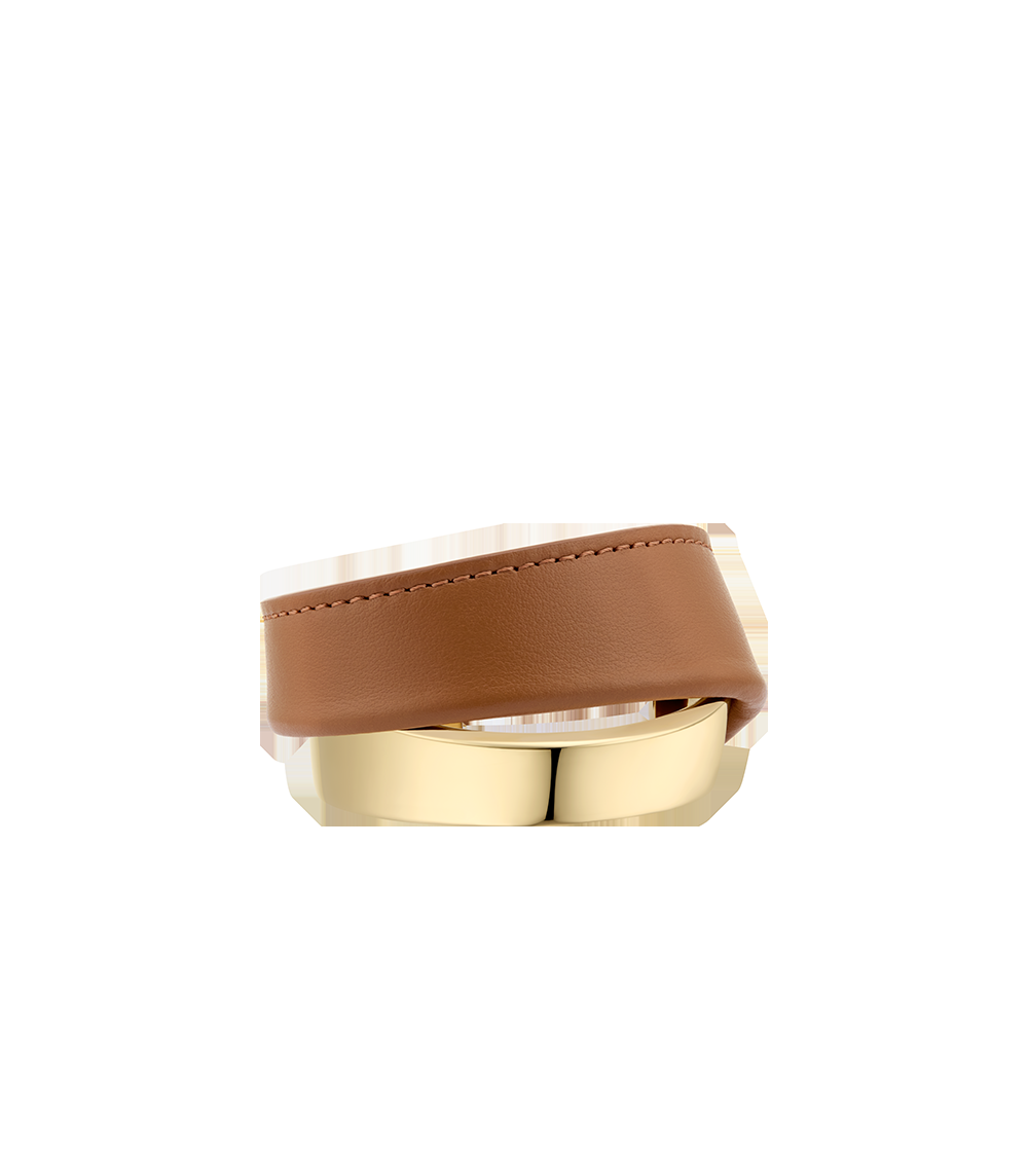 Cuff - Gold Gilded with Camel Leather
