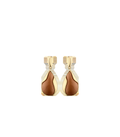 Earrings - Gold Gilded with Camel Leather