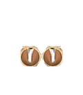 Hoop Earrings - Gold Gilded with Camel Leather
