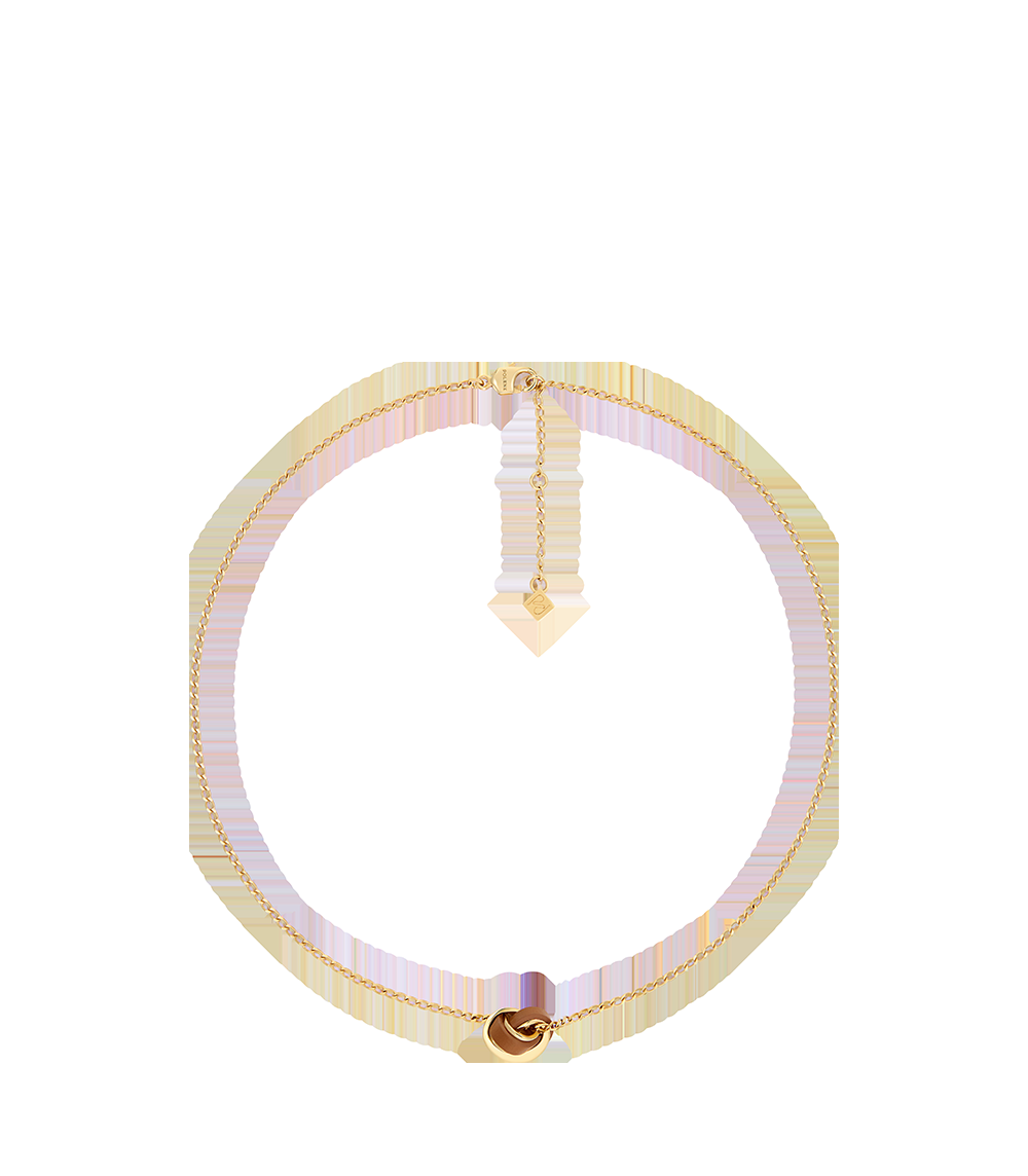 Necklace - Gold Gilded with Camel Leather
