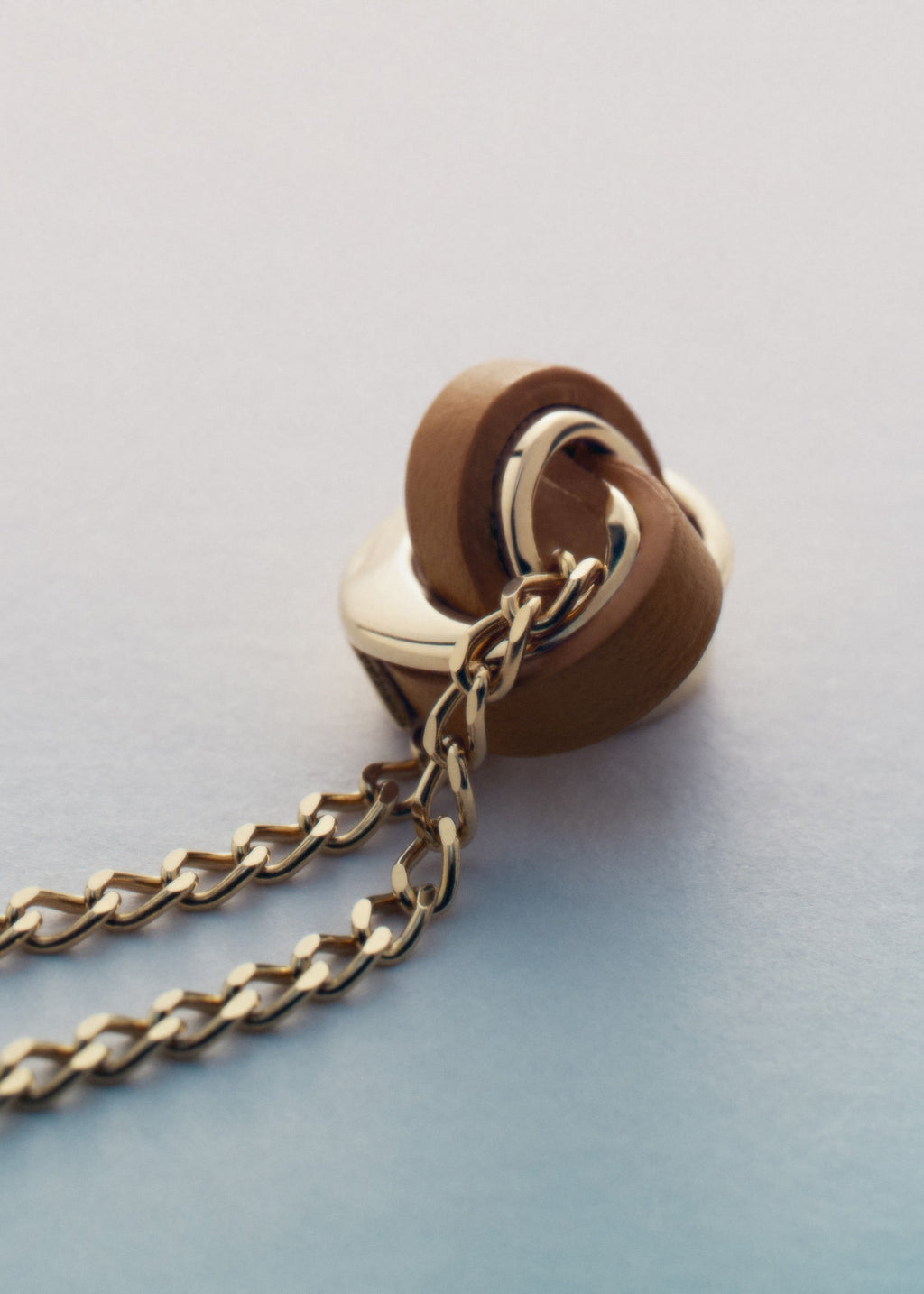 Necklace - Gold Gilded with Camel Leather