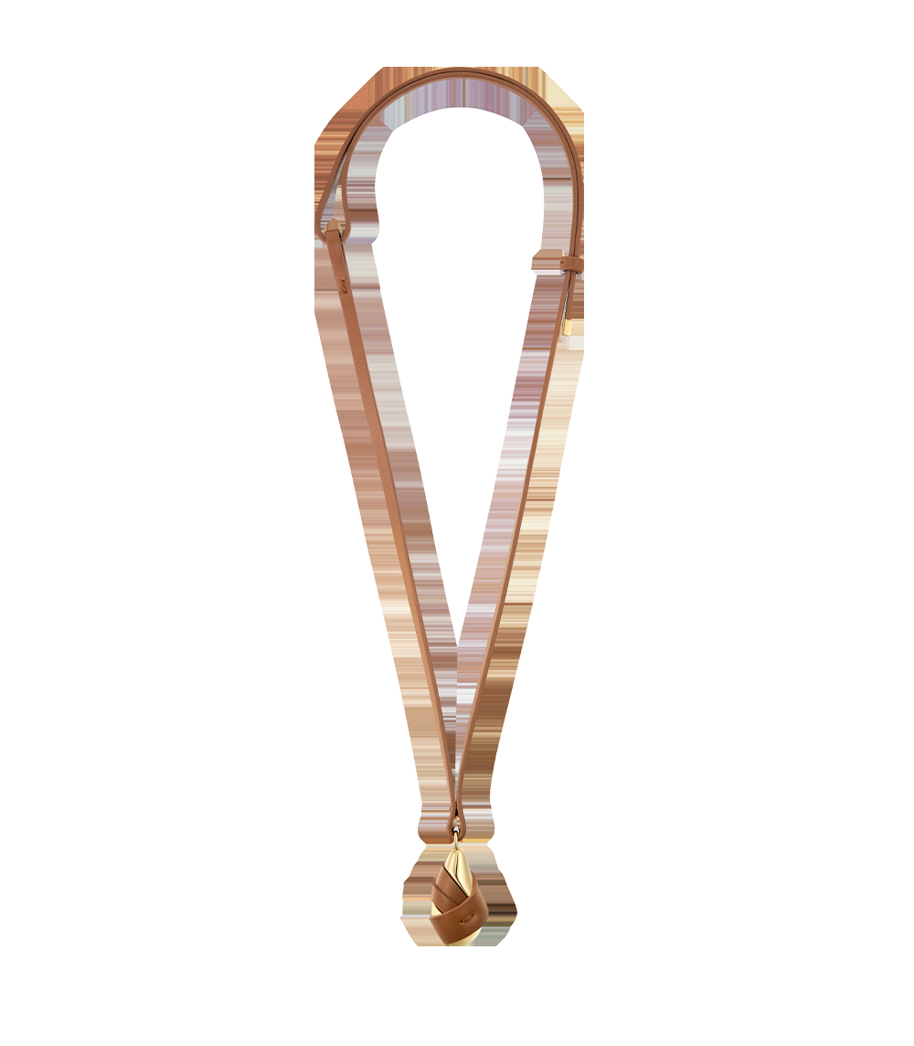Pendant - Gold Gilded with Camel Leather