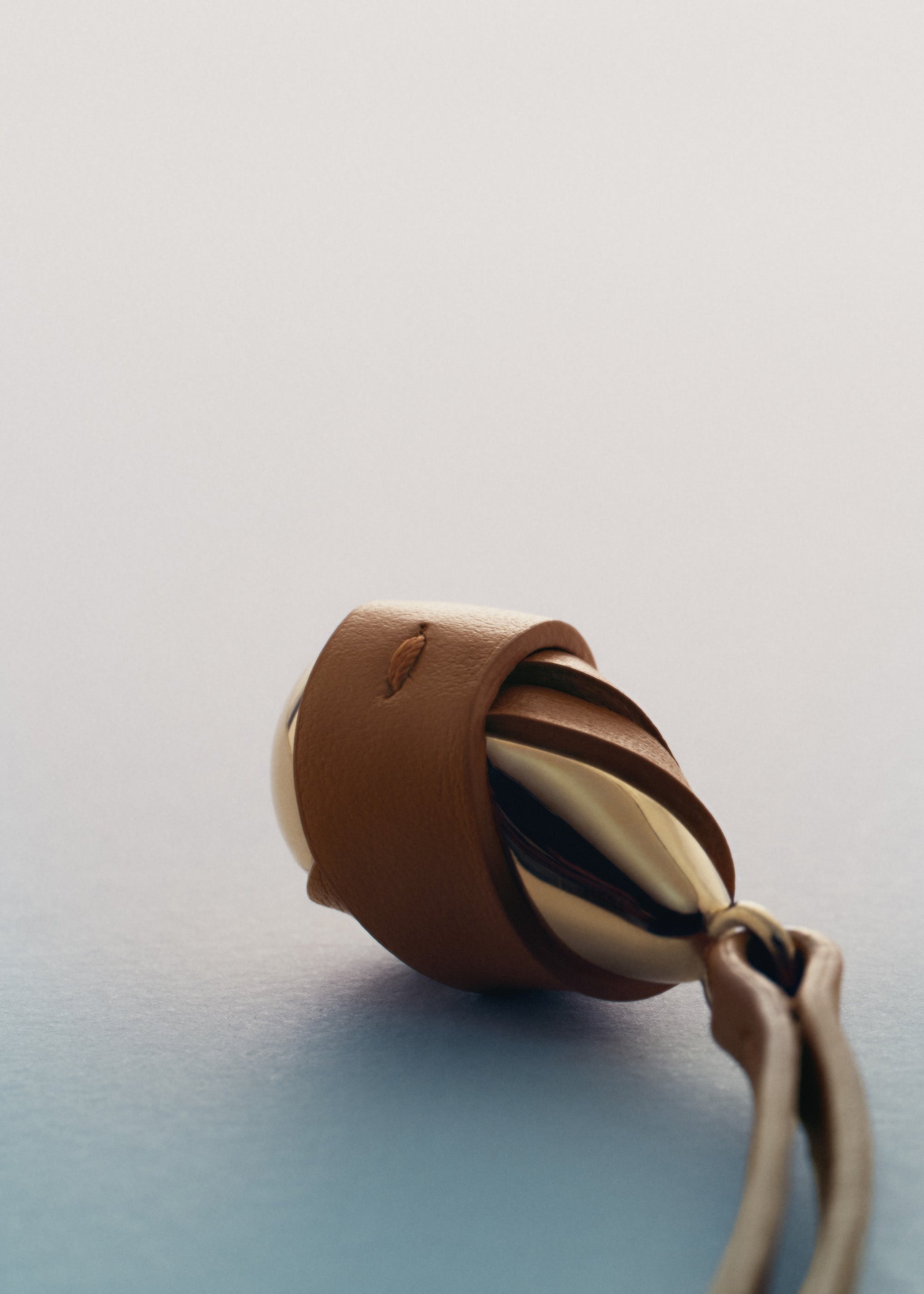 Pendant - Gold Gilded with Camel Leather