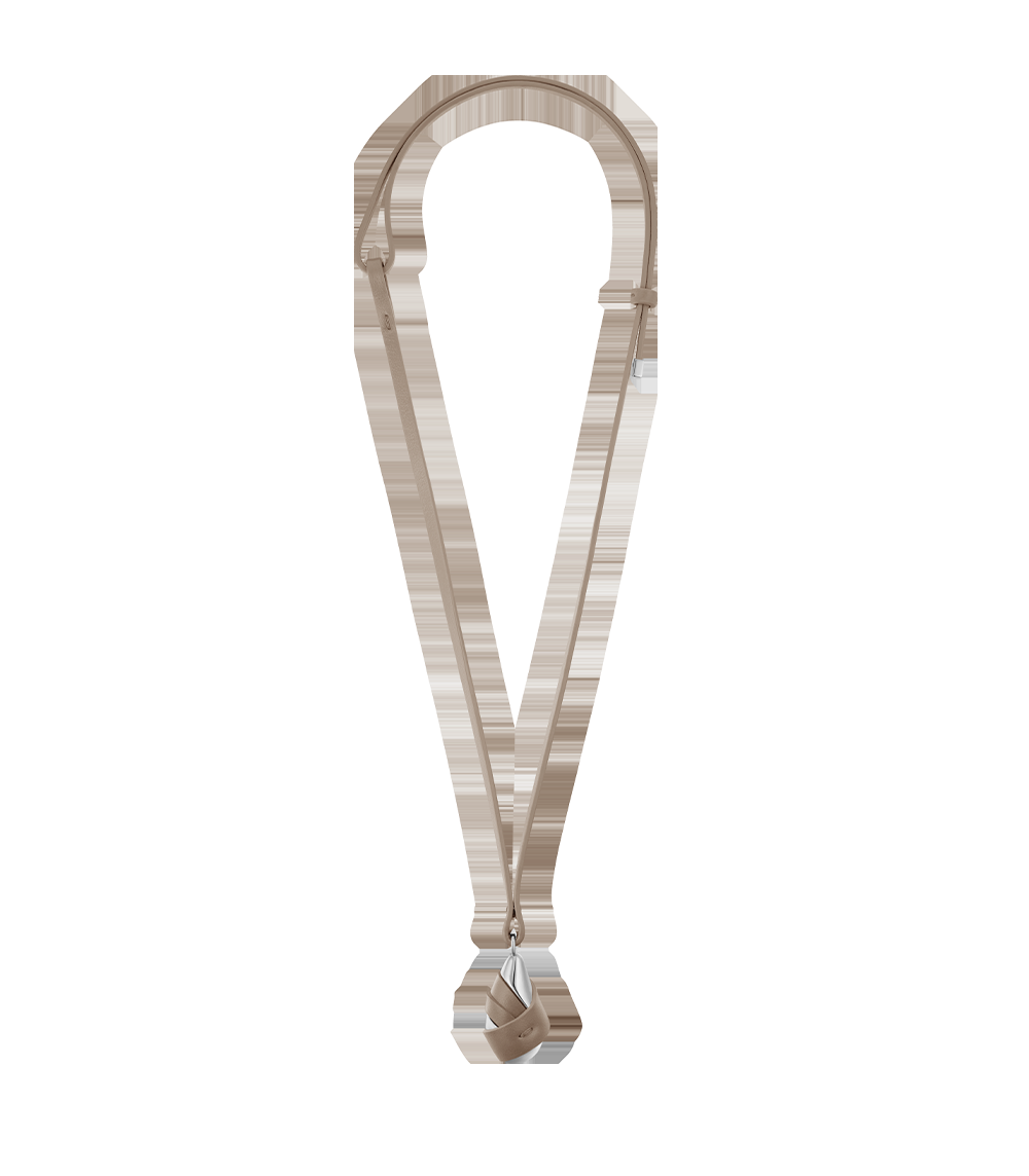 Pendant - Silver in rhodium with Taupe Leather