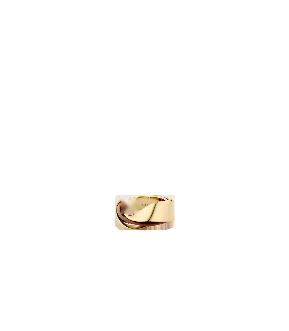 Ring - Gold Gilded with Camel Leather