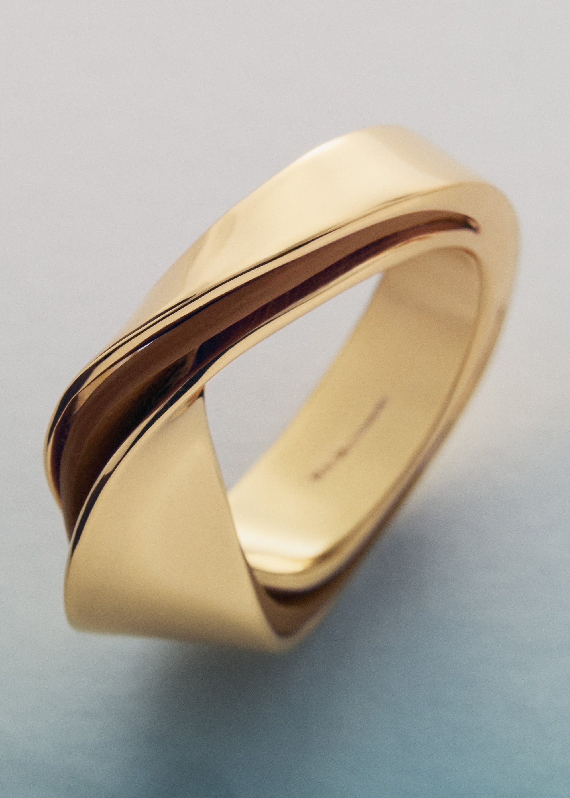 Ring - Gold Gilded with Camel Leather