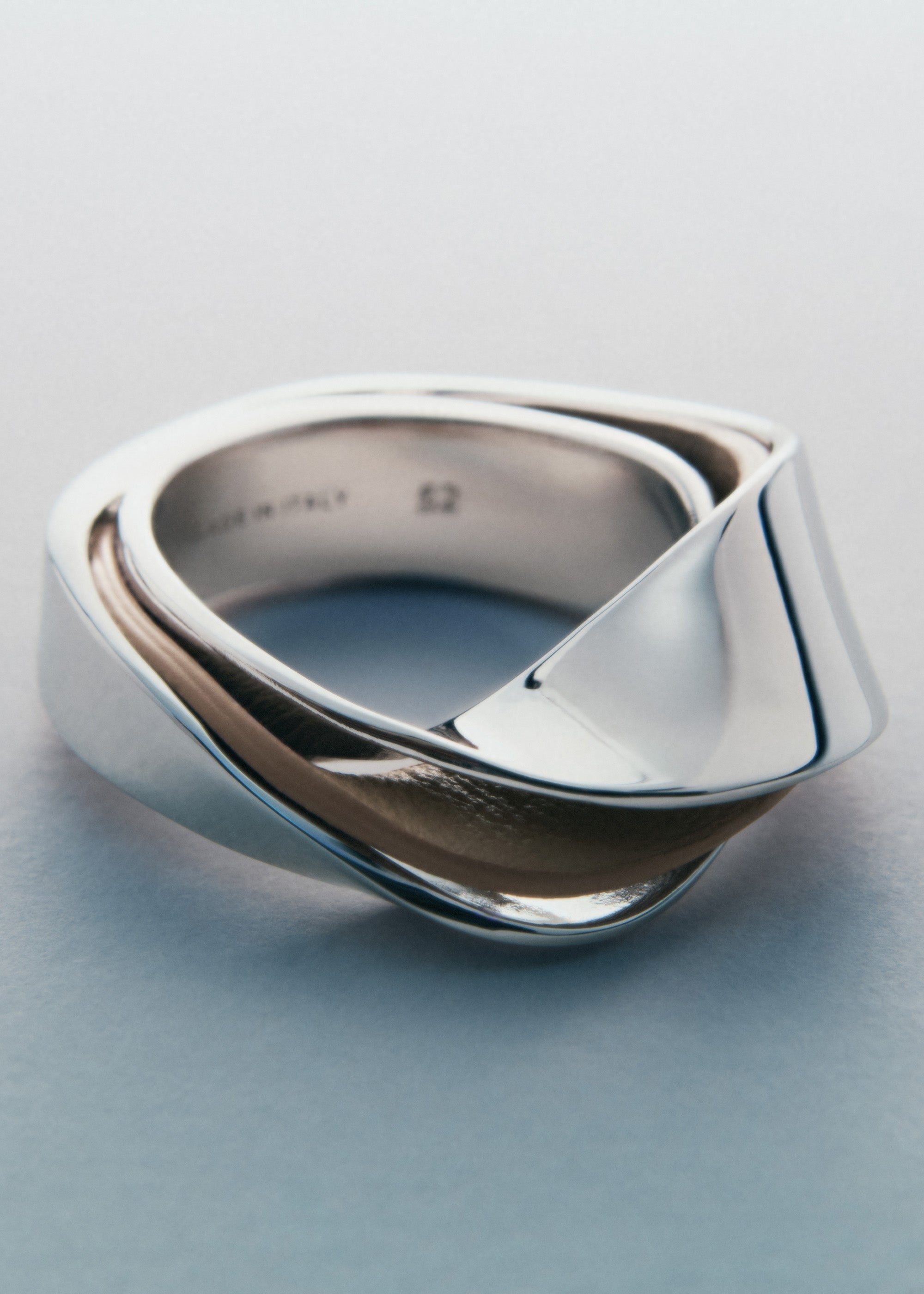 Ring - Silver in rhodium with Taupe Leather
