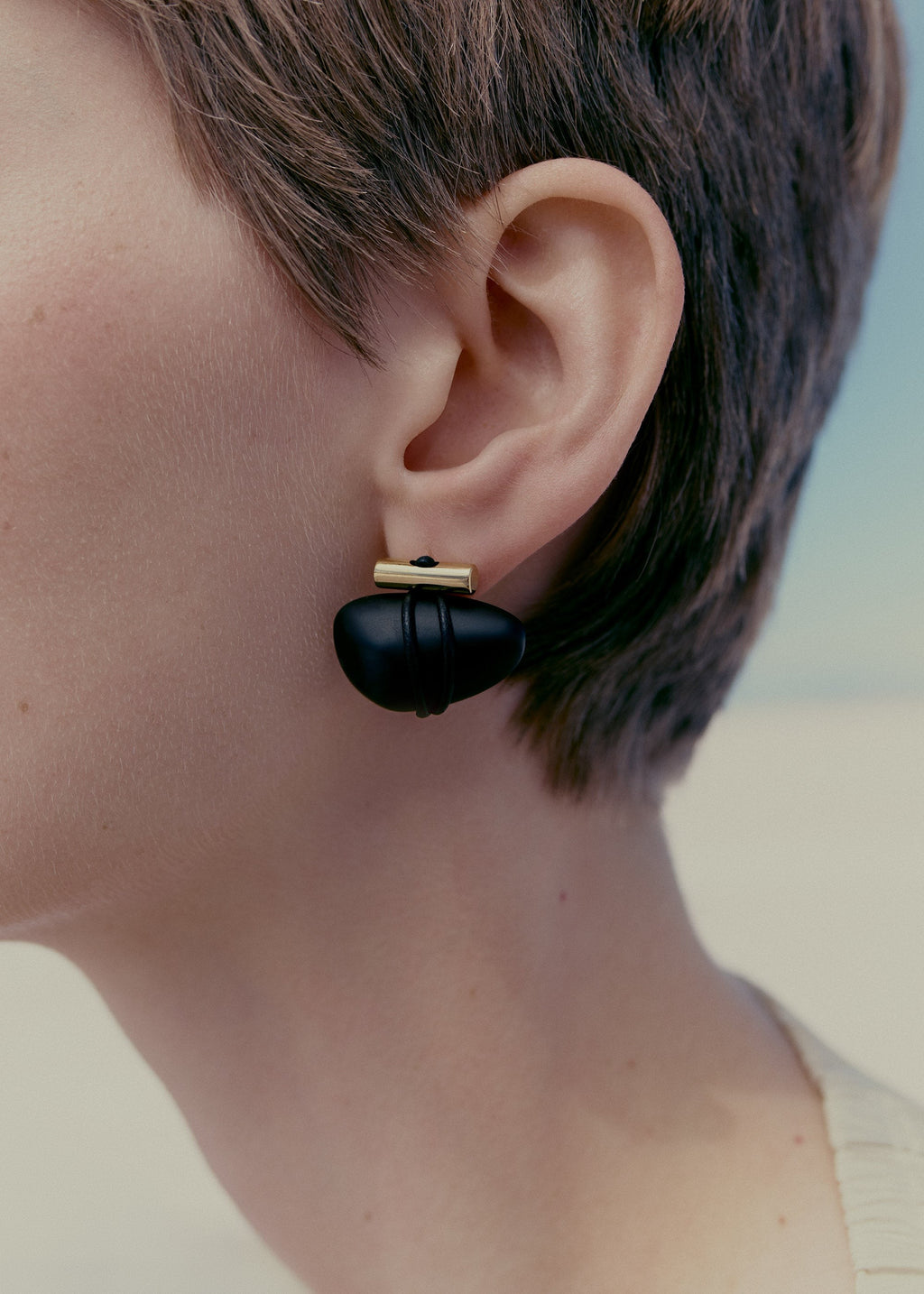 Stud Earrings - Black Marble
